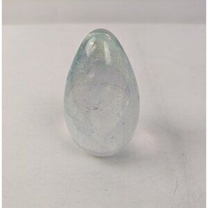 Vintage Egg Shaped Glass Paperweight Iridescent Opalescent 3.25"